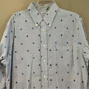 Brooks Brothers Blue and White Striped Casual Button Down Shirt
